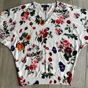 Joan Vass Floral V-Neck Top